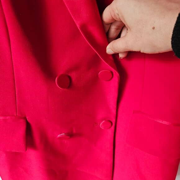 ZARA Red Tuxedo Blazer Satin Collar Jacket Sz M Double Breasted Party 7906/783 - Picture 6 of 10